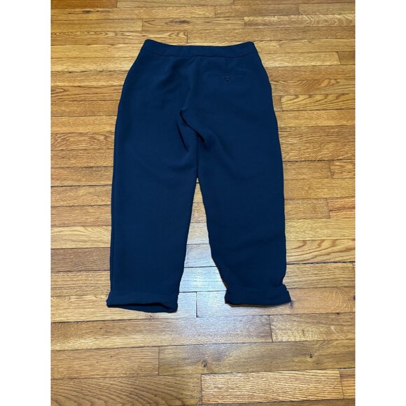 Aritzia Wilfred Womens Cropped Dress Pants Size 2 Navy Blue Button Fly Belted - Picture 7 of 7